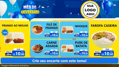 Modelo de TV para TV Horizontal com o tema Mês de Aniversário para Restaurante