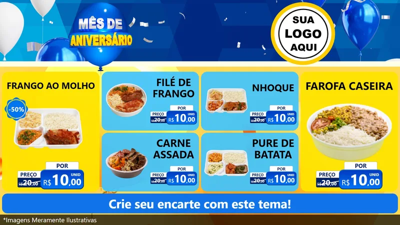 Modelo de TV para TV Horizontal com o tema Mês de Aniversário para Restaurante