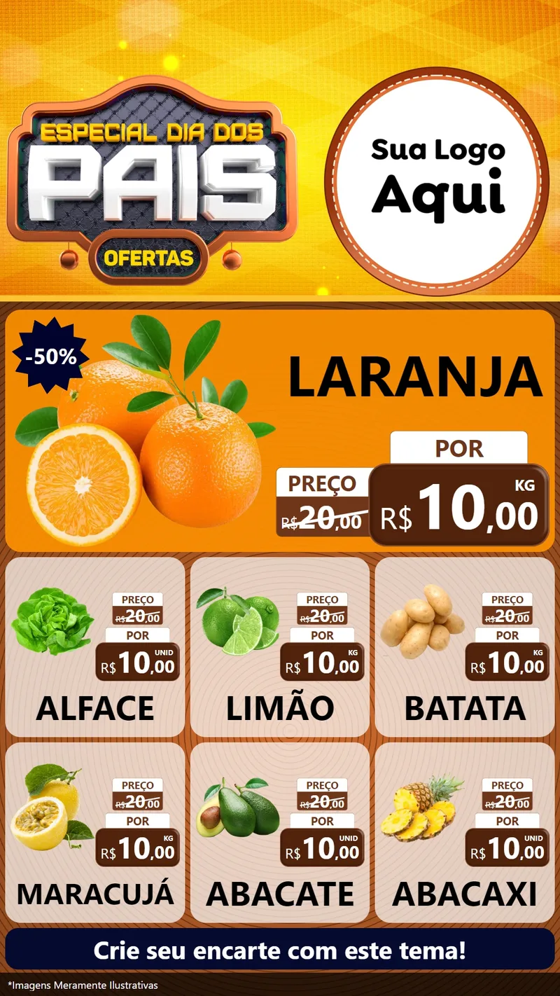 Modelo de Rede Social para Stories com o tema Especial Dia dos Pais para Hortifrúti