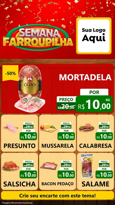 Modelo de Rede Social para Stories com o tema Semana Farroupilha para Frios e Laticínios