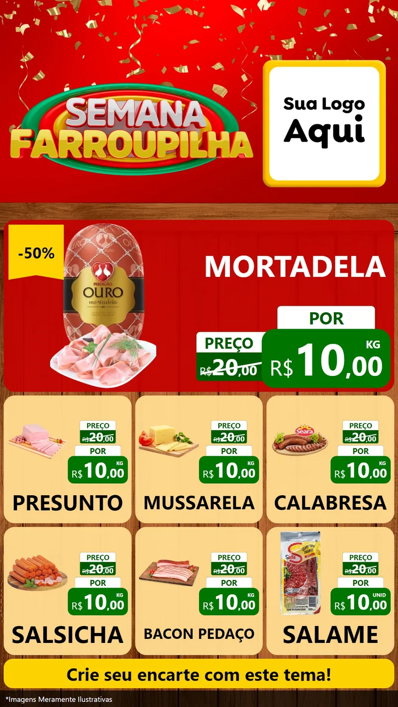 Modelo de Rede Social para Stories com o tema Semana Farroupilha para Frios e Laticínios