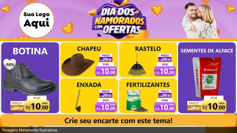 Modelo de TV para TV Horizontal com o tema Dia Dos Namorados Com Ofertas para Agropecuária