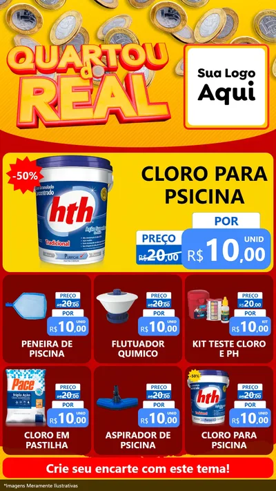 Modelo de Rede Social para Stories com o tema Quartou do Real para Produtos para Piscina