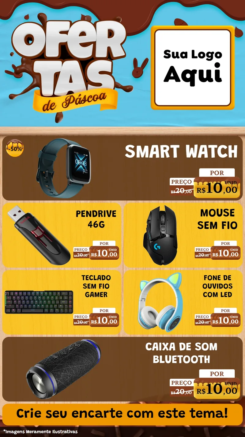 Modelo de TV para TV Vertical com o tema Ofertas de Páscoa para Informática