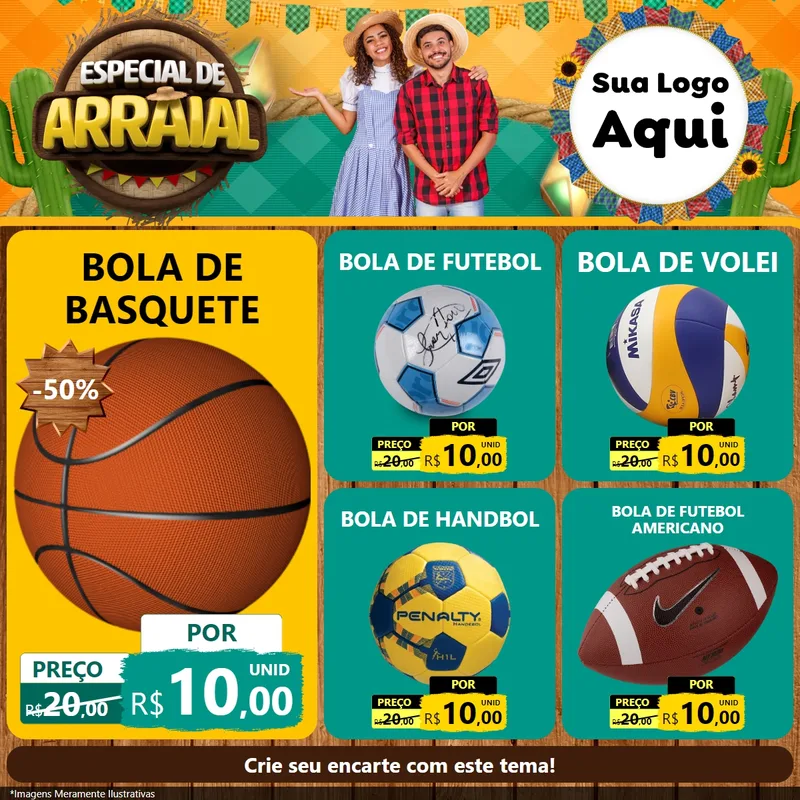 Modelo de Rede Social para Feed Facebook com o tema Especial De Arraial para Artigos Esportivos