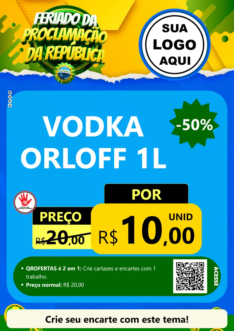 Modelo de Cartaz para Cartaz A4 Vertical com o tema Feriado da Proclamação da República para Distribuidora de bebidas