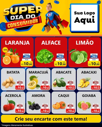 Modelo de Rede Social para Feed Instagram com o tema Super Dia do Consumidor para Hortifrúti