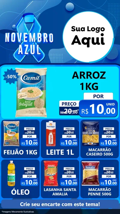 Modelo de Rede Social para Stories com o tema Novembro Azul para Supermercado