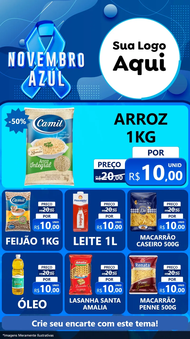 Modelo de Rede Social para Stories com o tema Novembro Azul para Supermercado