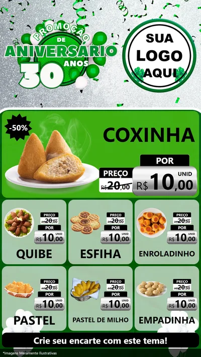 Modelo de Rede Social para Stories com o tema Promoção de Aniversário - 30 Anos para Salgadaria