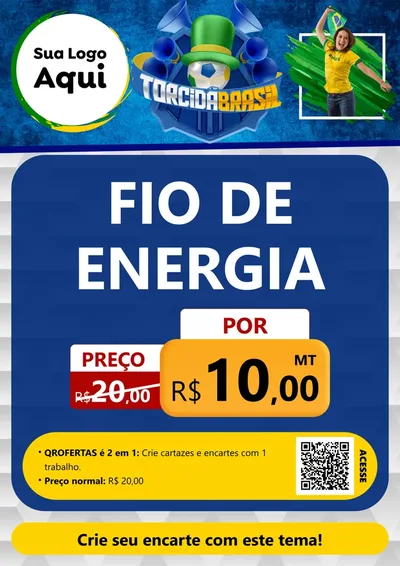 Modelo de Cartaz para Cartaz A4 Vertical com o tema Torcida Brasil - Copa para Materiais Elétricos