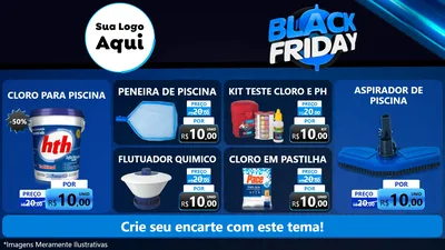 Modelo de TV para TV Horizontal com o tema Black Friday para Produtos para Piscina