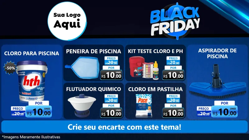 Modelo de TV para TV Horizontal com o tema Black Friday para Produtos para Piscina