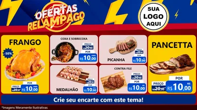 Modelo de TV para TV Horizontal com o tema Ofertas Relâmpago para Assados