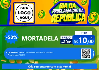 Modelo de Cartaz para Cartaz A4 Horizontal com o tema Dia Da Proclamação da República para Frios e Laticínios