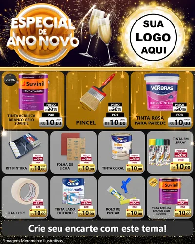 Modelo de Rede Social para Feed Instagram com o tema Especial de Ano Novo para Tintas e Ferramentas