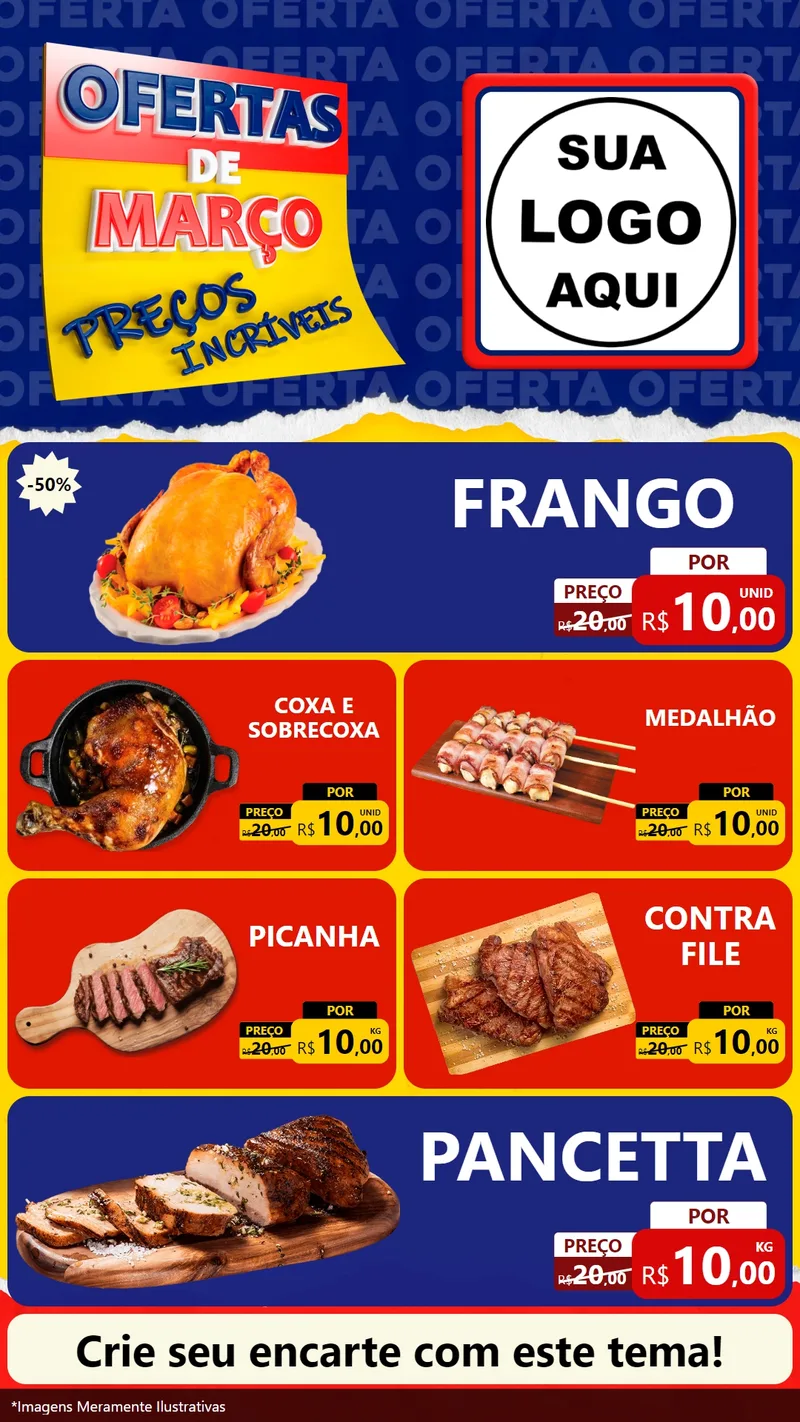 Modelo de TV para TV Vertical com o tema Ofertas de Março - Preços Incríveis para Assados