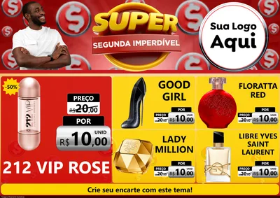 Modelo de Encarte para Encarte A4 Horizontal com o tema Super Segunda Imperdível para Perfumes