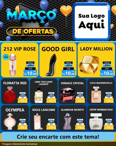 Modelo de Rede Social para Feed Instagram com o tema Março de Ofertas para Perfumes