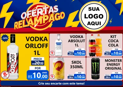Modelo de Encarte para Encarte A4 Horizontal com o tema Ofertas Relâmpago para Distribuidora de bebidas