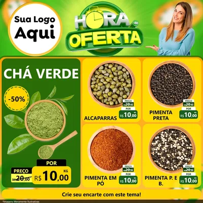 Modelo de Rede Social para Feed Facebook com o tema Hora da Oferta para Produtos Naturais
