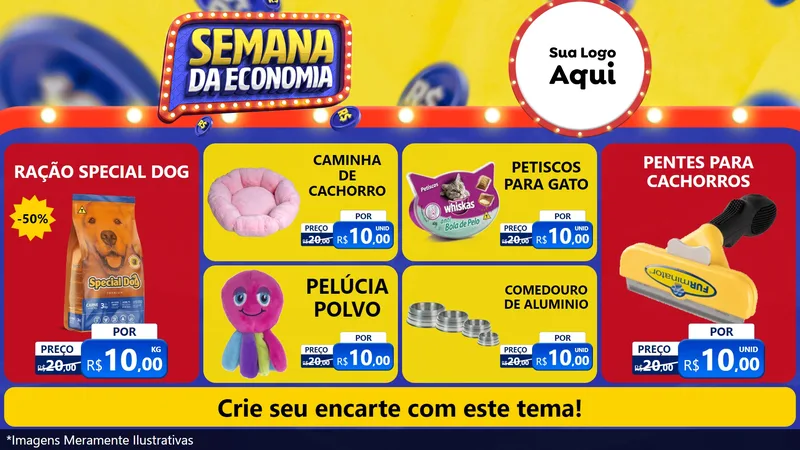 Modelo de TV para TV Horizontal com o tema Semana da Economia para Pet Shop