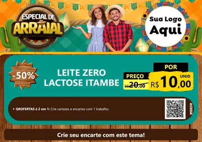 Modelo de Cartaz para Cartaz A4 Horizontal com o tema Especial De Arraial para Frios e Laticínios