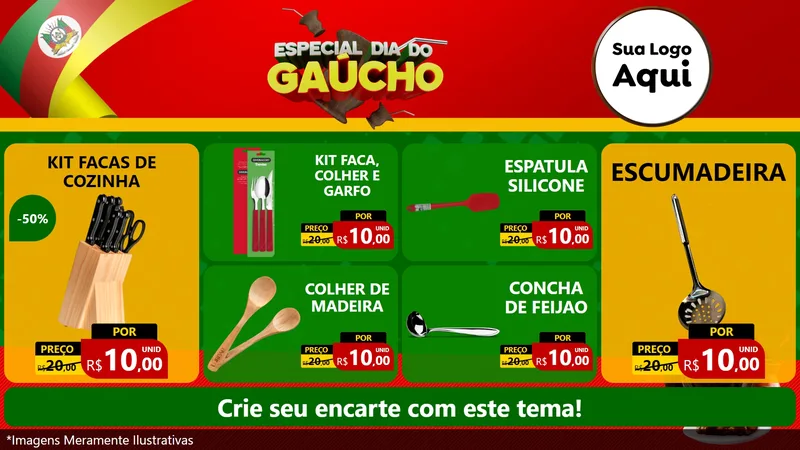 Modelo de TV para TV Horizontal com o tema Especial Dia do Gaúcho para Utilidades Domésticas