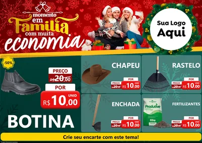 Modelo de Encarte para Encarte A4 Horizontal com o tema Momento em Família (Natal) para Agropecuária