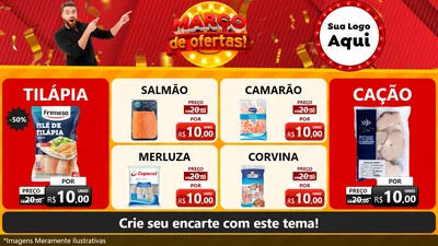Modelo de TV para TV Horizontal com o tema Março de Ofertas! para Peixaria