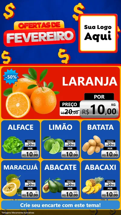 Modelo de Rede Social para Stories com o tema Ofertas de Fevereiro para Hortifrúti