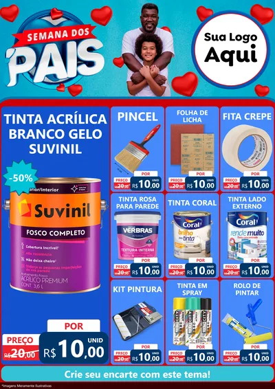 Modelo de Encarte para Encarte A4 Vertical com o tema Semana Dos Pais para Tintas e Ferramentas