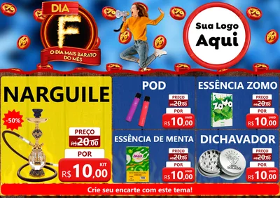 Modelo de Encarte para Encarte A4 Horizontal com o tema Dia F - O Dia Mais Barato Do Mês para Tabacaria
