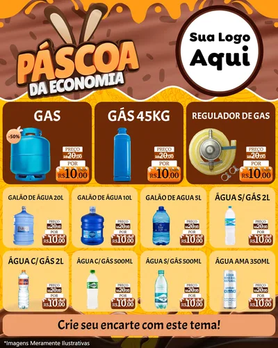 Modelo de Rede Social para Feed Instagram com o tema Páscoa da Economia para Água e gás