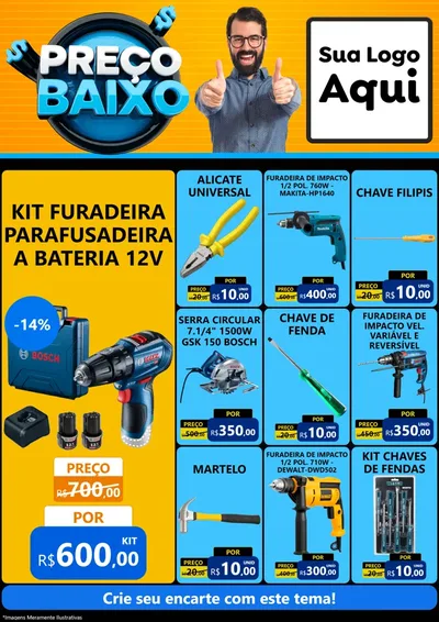Modelo de Encarte para Encarte A4 Vertical com o tema Preço Baixo para Maquinas e Ferramentas