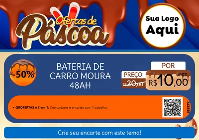 Modelo de Cartaz para Cartaz A4 Horizontal com o tema Ofertas de Páscoa para Baterias Elétricas