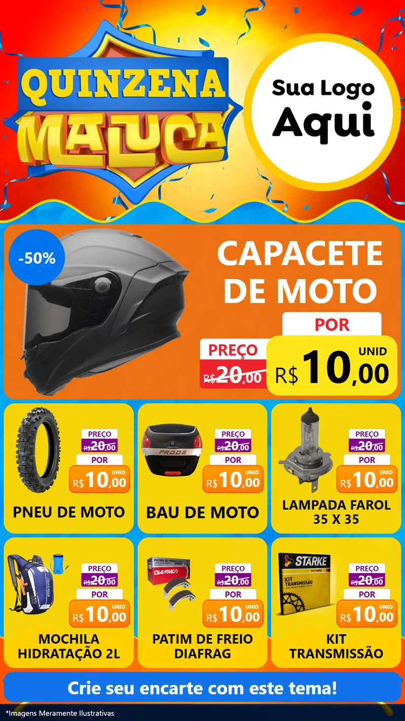 Modelo de Rede Social para Stories com o tema Quinzena Maluca para Moto peças