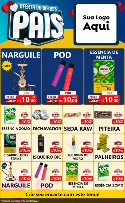Modelo de Encarte para Encarte Grande com o tema Oferta Do Dia Dos Pais para Tabacaria