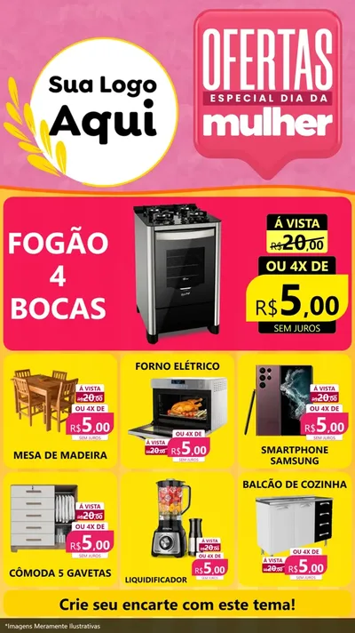 Modelo de Rede Social para Stories com o tema Ofertas - Especial Dia Das Mulheres para Móveis e Eletro