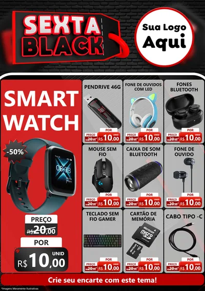 Modelo de Encarte para Encarte A4 Vertical com o tema Sexta Black para Informática