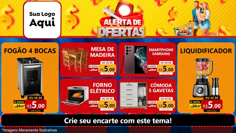 Modelo de TV para TV Horizontal com o tema Alerta de Ofertas para Móveis e Eletro