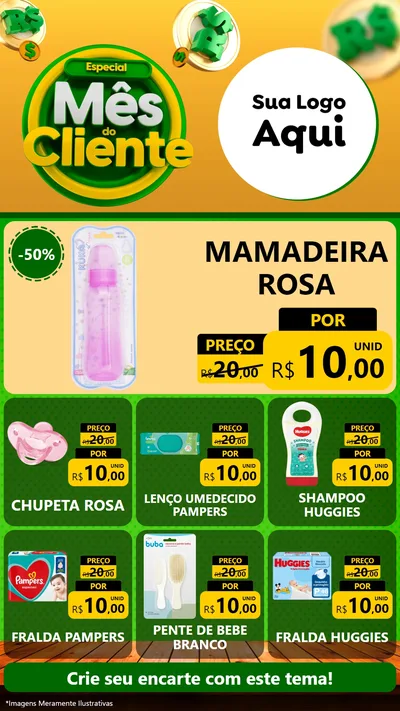 Modelo de Rede Social para Stories com o tema Especial Mês do Cliente para Bebês