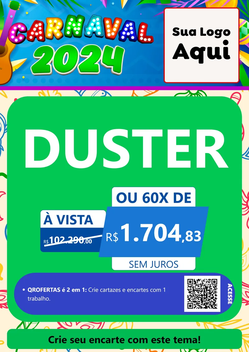 Modelo de Cartaz para Cartaz A4 Vertical com o tema Carnaval 2027 para Concessionaria de Carros