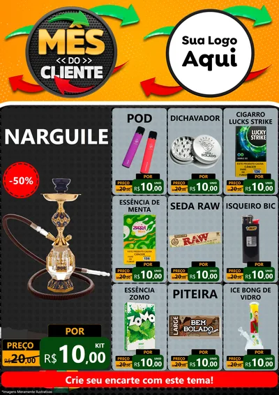 Modelo de Encarte para Encarte A4 Vertical com o tema Mês do Cliente para Tabacaria