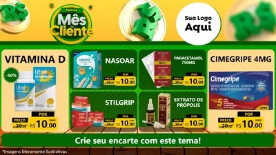 Modelo de TV para TV Horizontal com o tema Especial Mês do Cliente para Farmácia