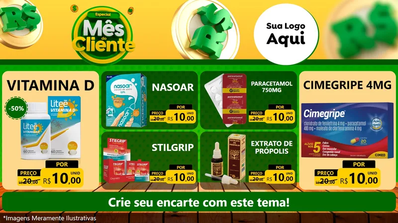 Modelo de TV para TV Horizontal com o tema Especial Mês do Cliente para Farmácia
