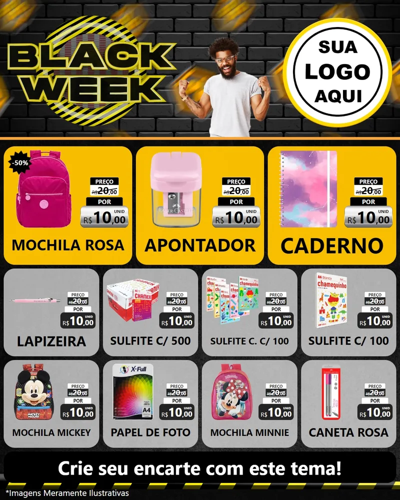 Modelo de Rede Social para Feed Instagram com o tema Black Week para Papelaria