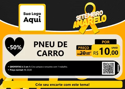 Modelo de Cartaz para Cartaz A4 Horizontal com o tema Setembro Amarelo para Auto peças