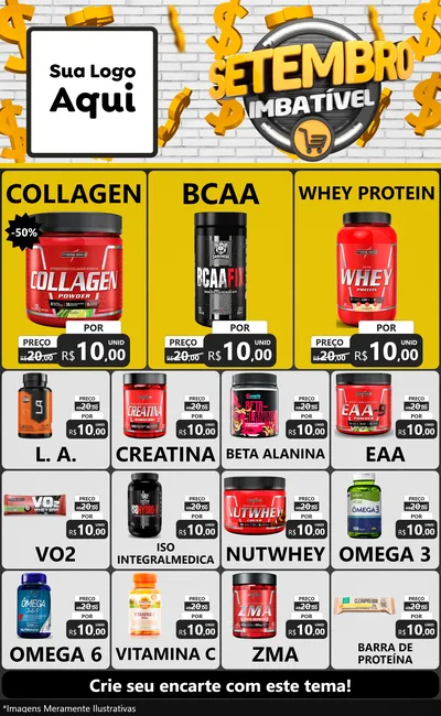 Modelo de Encarte para Encarte Grande com o tema Setembro Imbatível para Suplementos alimentares