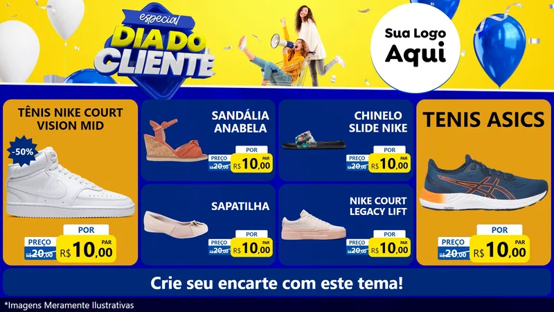 Modelo de TV para TV Horizontal com o tema Especial Dia do Cliente para Calçados